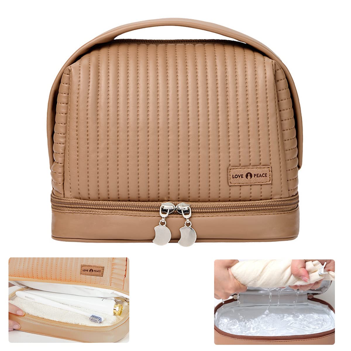 ZIBUYU Womens Toast Cake Cute Cosmetic Organizer Bag,Makeup Pouch for Women,Portable Dry Wet Separation wash Bag,Travel Bag Essential Buggy Bag,Cosmetic Storage,Coffee ZIBUYU Womens Toast Cake Cute Cosmetic Organizer Bag,Makeup Pouch for Women,Portable Dry Wet Separation wash Bag,Travel Bag Essential Buggy Bag,Cosmetic Storage,Coffee